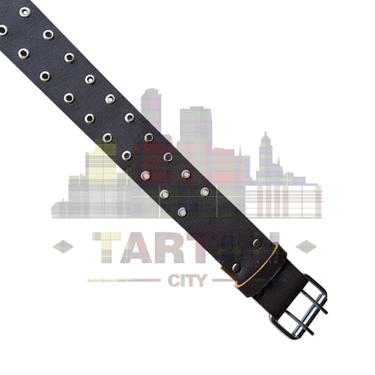 Brown Leather Kilt Belt for Men – Traditional Highland Belt – Double Prong Buckle – Genuine Leather Accessory for Kilts