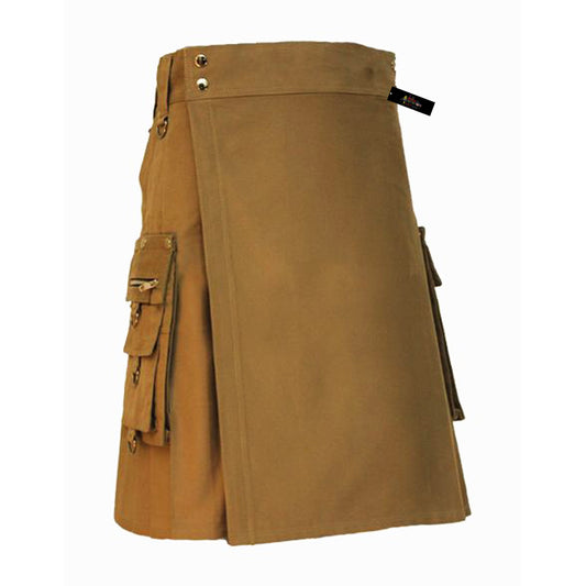 Brown Utility Kilt for Men – Rugged Style With Practical Storage