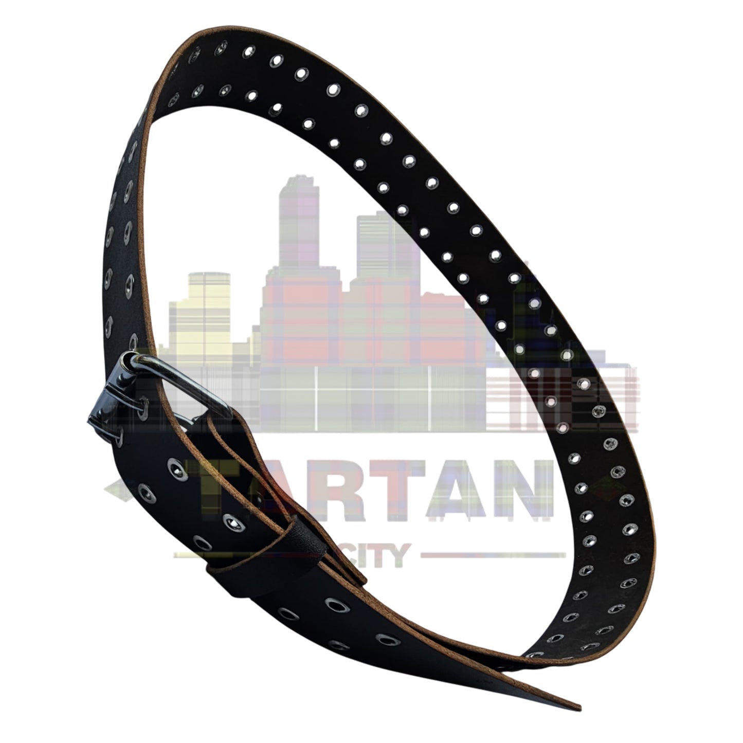 Black Leather Kilt Belt for Men – Double Prong Buckle – Genuine Leather Highland Belt for Kilts
