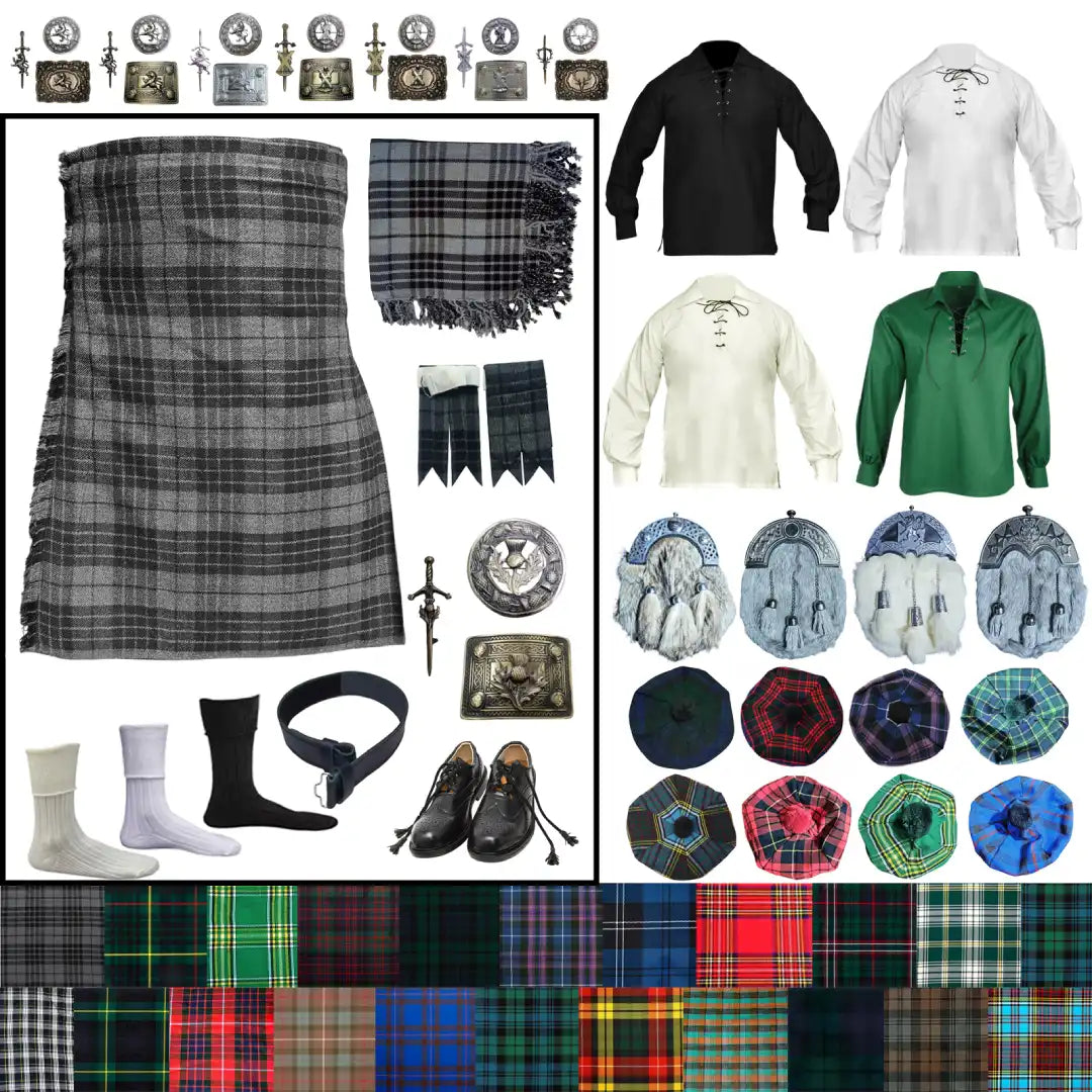 Design Your Own Highland Dress Outfit – Customizable Scottish Kilt Set with Complete Accessories