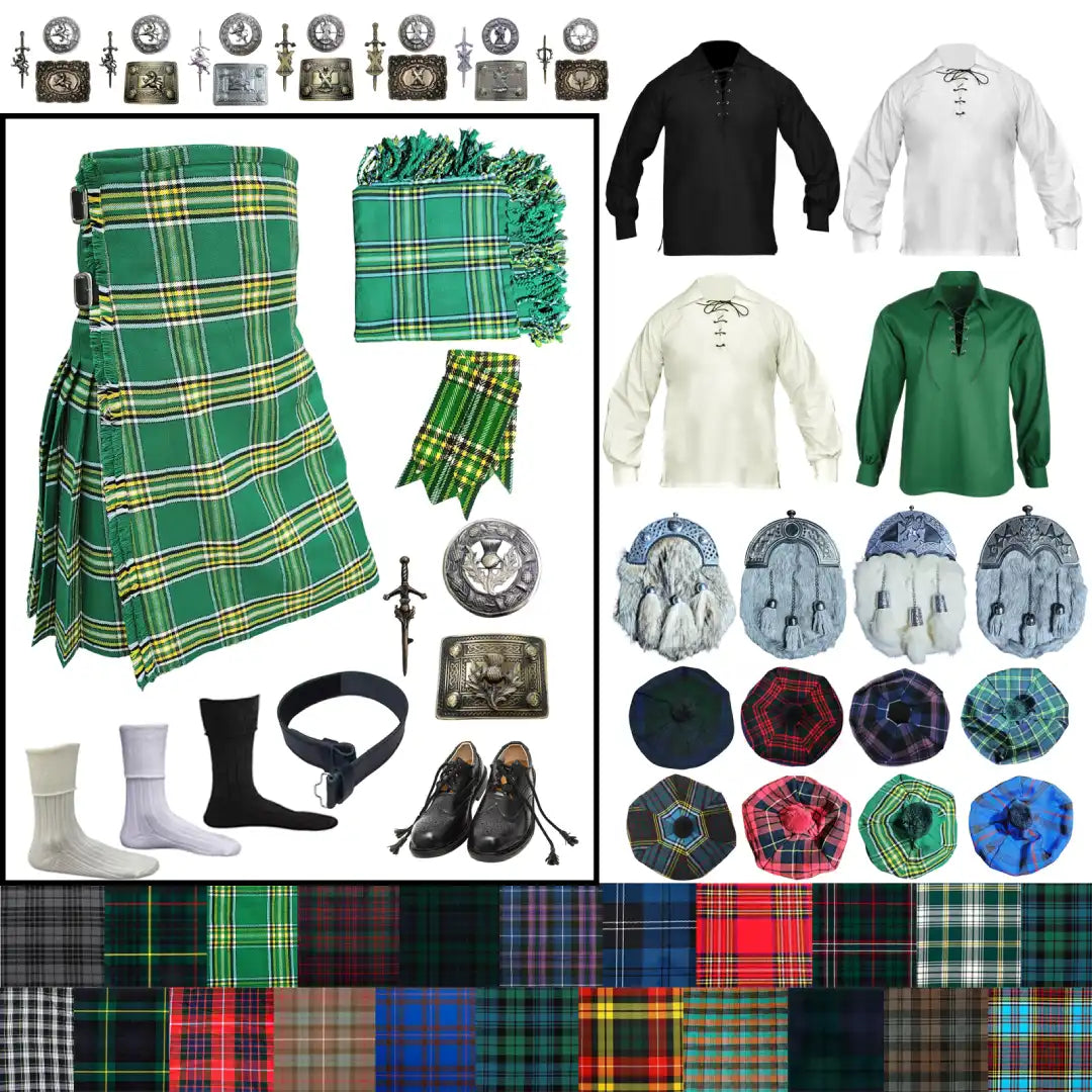 Design Your Own Highland Dress Outfit – Customizable Scottish Kilt Set with Complete Accessories