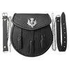 Genuine Leather Thistle Sporran In Black Color