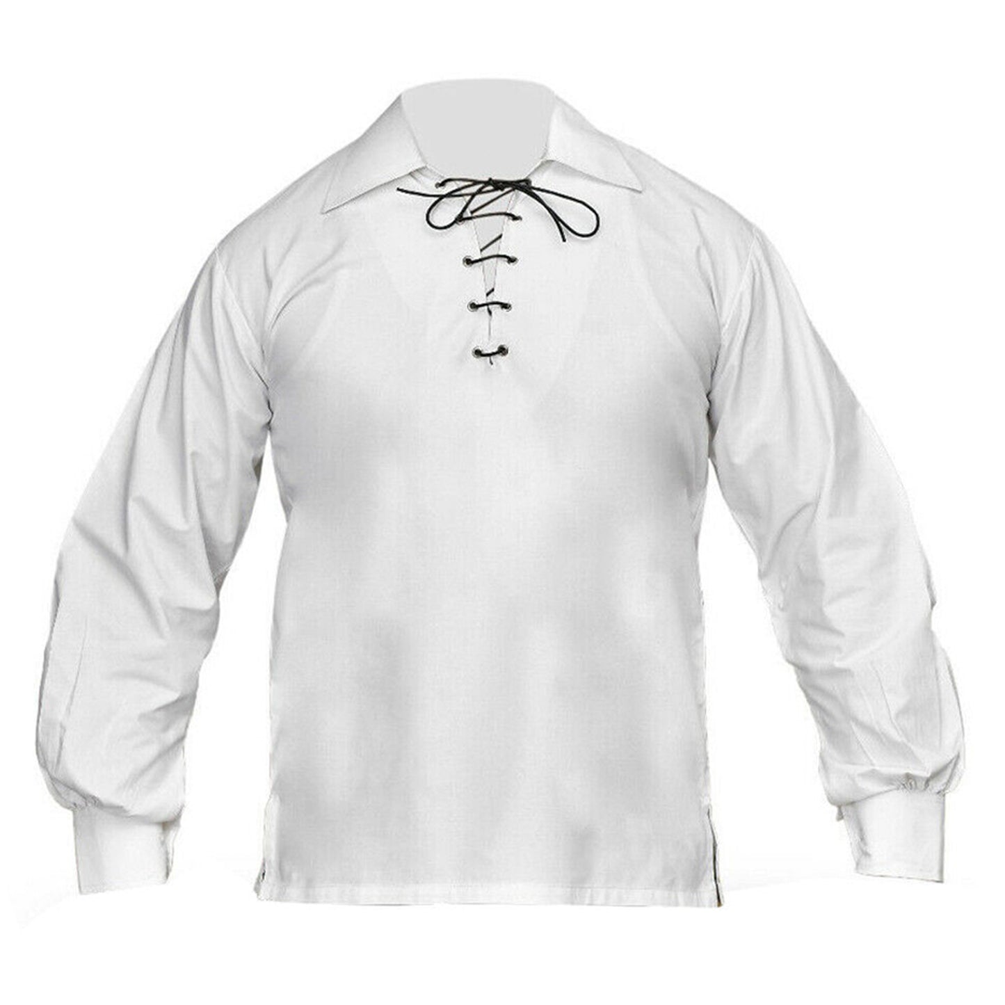 Jacobite Ghillie Shirt for Men – Traditional Highland Kilt Shirt with Lace-Up Neckline