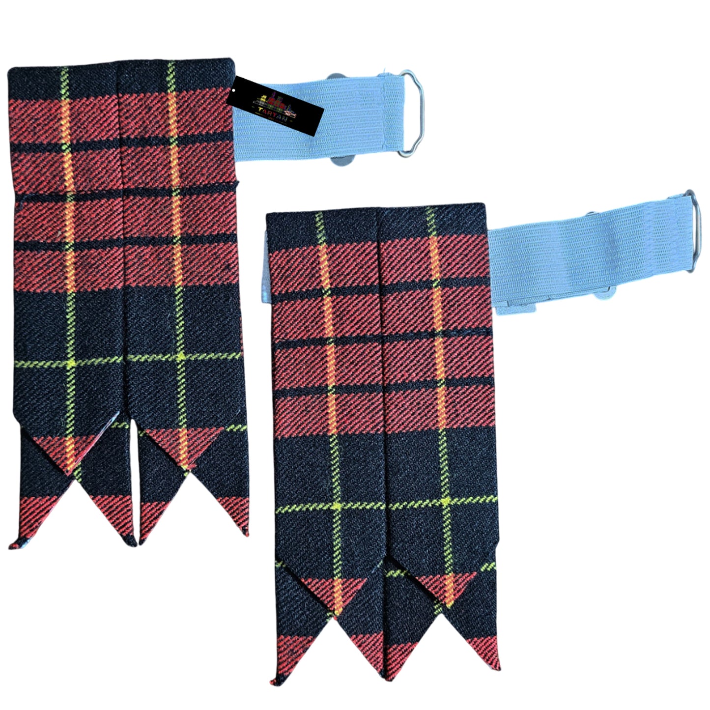 McQueen Modern Tartan Kilt Flashes – Traditional Sock Garters for Highland Dress