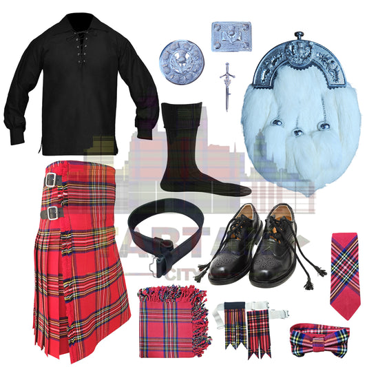 Complete Royal Stewart Kilt Outfit Set – Traditional Scottish Highland Dress for Men