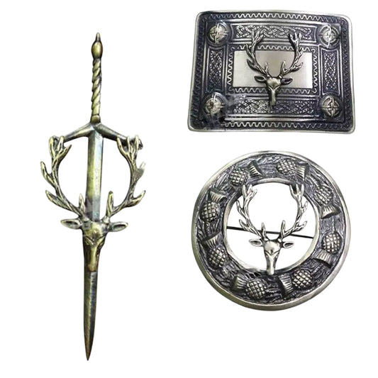 Scottish Kilt Brooch & Belt Buckle Set – Celtic Pin and Buckle Combo for Highland Outfits
