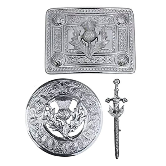 Scottish Kilt Brooch & Belt Buckle Set – Celtic Pin and Buckle Combo for Highland Outfits