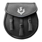 Genuine Leather Thistle Sporran In Black Color