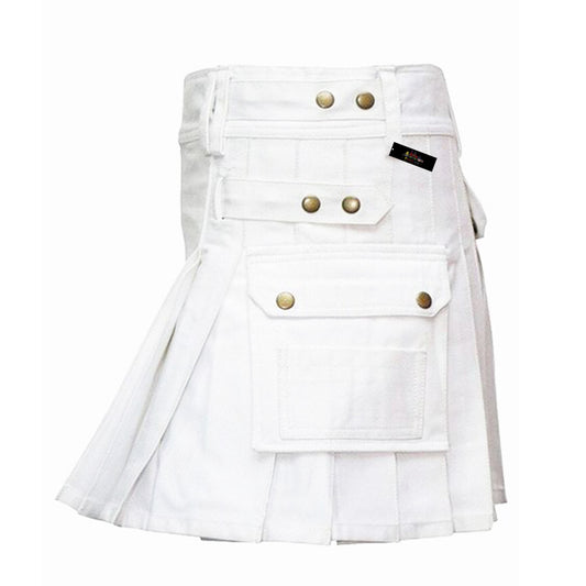 Men’s White Utility Kilt – Rugged, Clean & Functional