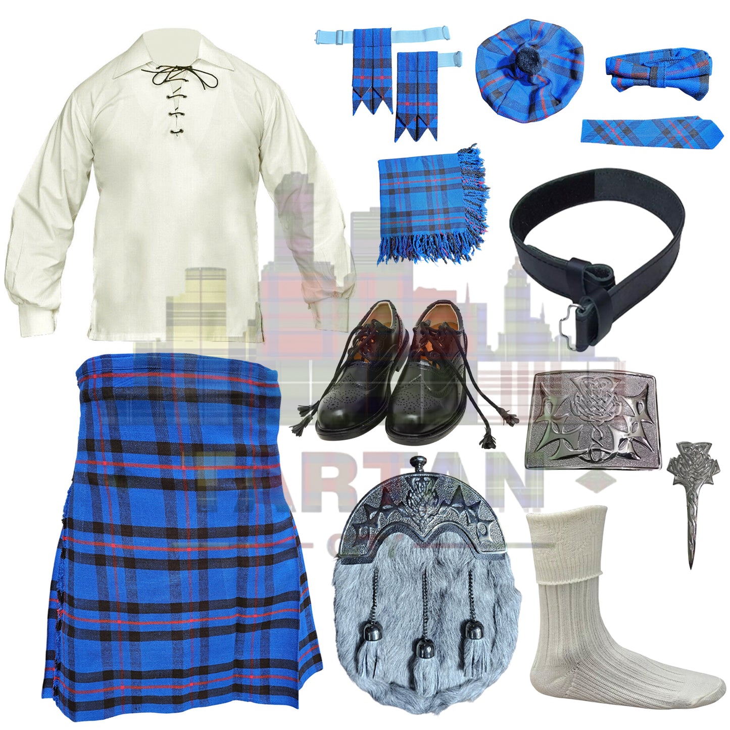 Elliot Modern Tartan Full Highland Dress Set – 9-Piece Traditional Scottish Outfit for Men