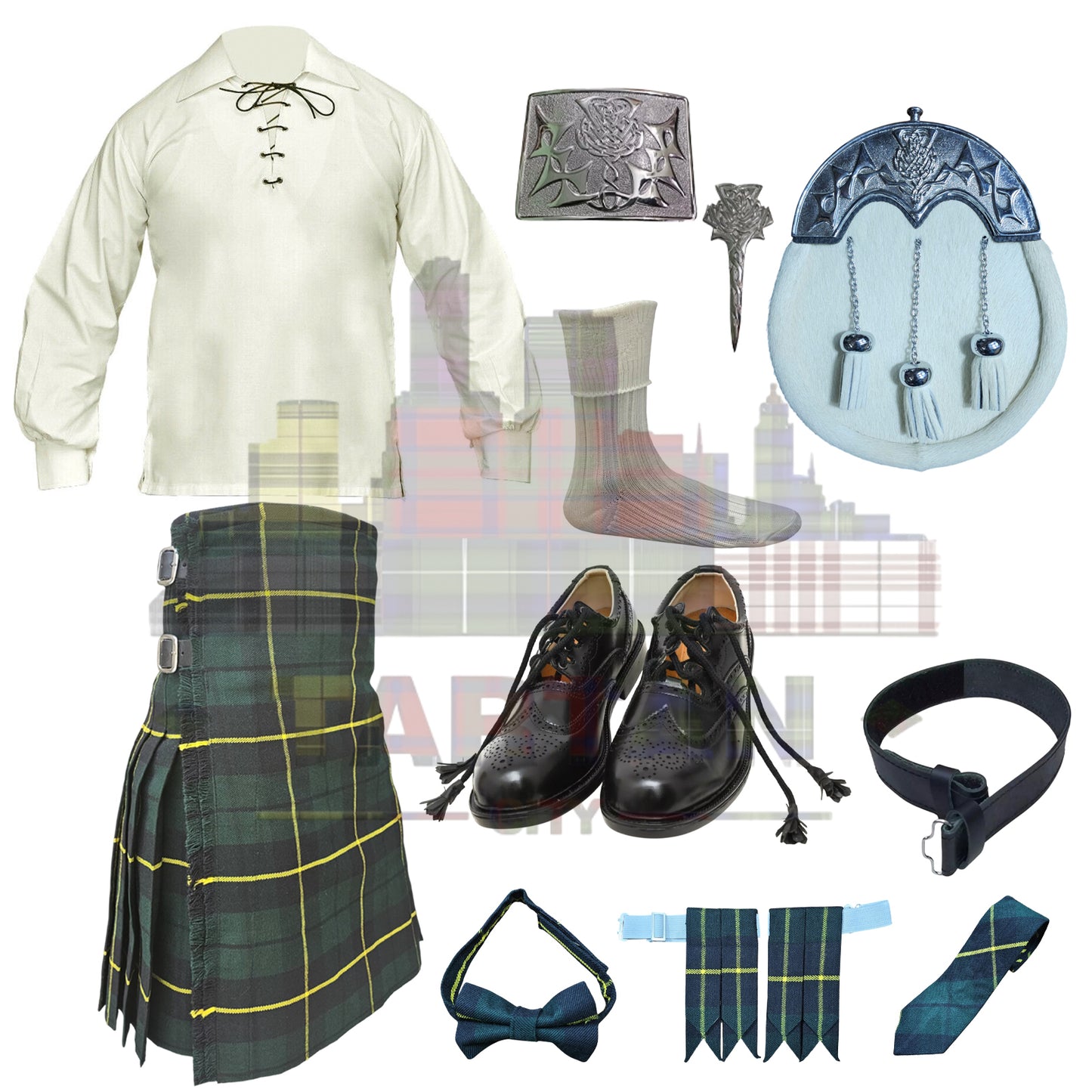 Hunting Wallace Tartan Full Scottish Outfit – Highland Dress Set for Men