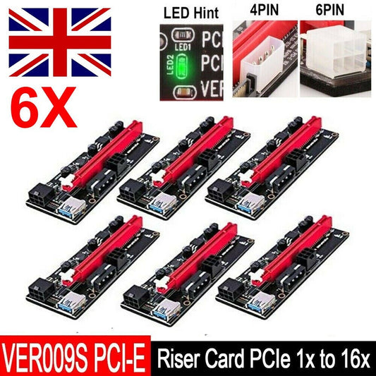 6 pcs 1x To 16x Extender Riser USB 3.0 Power Cable Bitcoin Card Adapter PCI-E