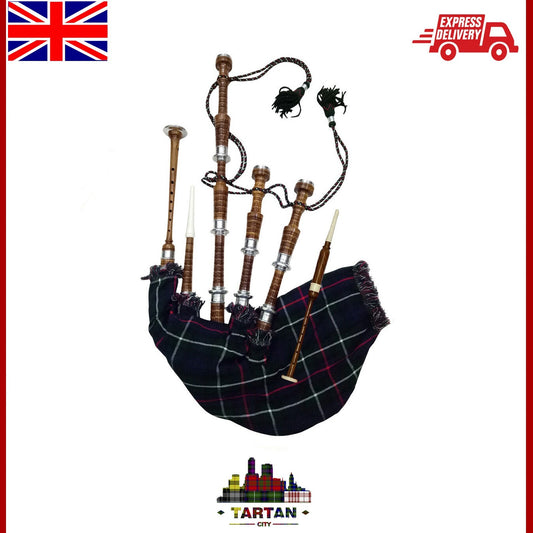 High-Quality Great Highland Bagpipes by TC – Rosewood Body & Silver Accents