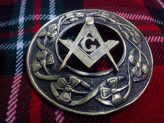 TC Men’s Kilt Fly Plaid Brooches Masonic Antique Finish/plaid brooches masonic
