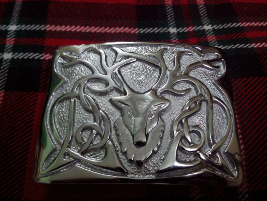 TC Men’s Kilt Belt Buckle Stag Head Chrome Finish/stag head kilt belt Buckles