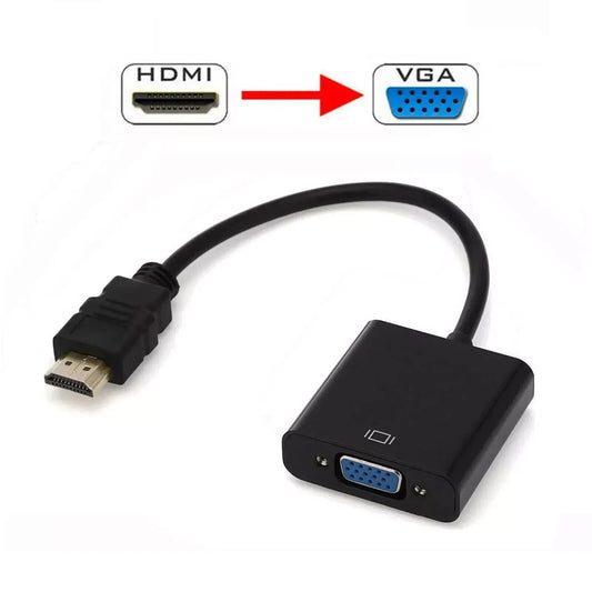 TC HDMI Fits for Male IN to VGA Female OUT Converter Cable Adaptor Black for TV