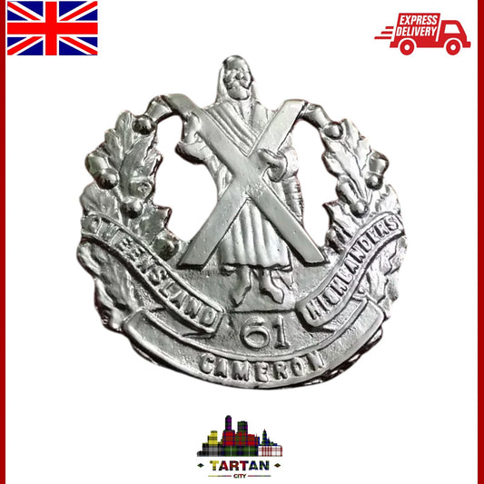 Cameron 61st Highlanders Cap Badge Chrome British Army Hat badge for Glengarry