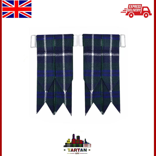 TC Douglas Tartan Kilt Flashes with Heavy Buckle - Hose Sock flashes