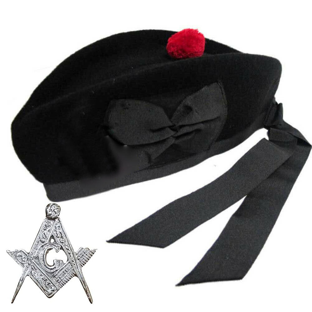 Plain Glengarry Cap with Hat Badges Chrome/Balmoral cap badges/Highlander Cap-Tc