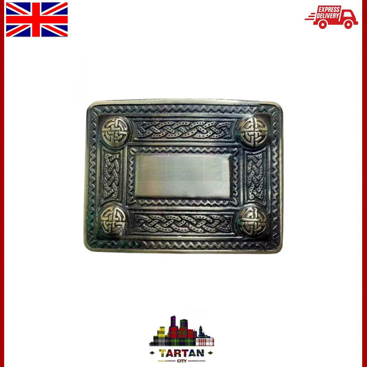 Dome Mirror Design Kilt Belt Buckle – Antique/Chrome/Black Finish by Tartancity