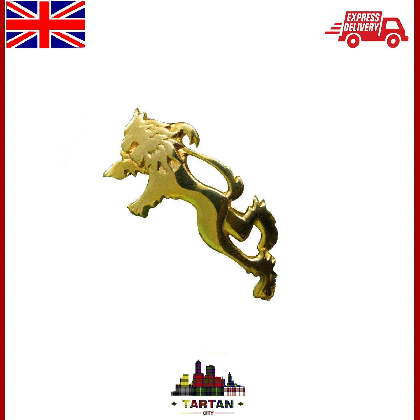 TC Highland Scottish Lion Rampant Kilt Pin Gold Plated/lion rampant kilt pin 4"