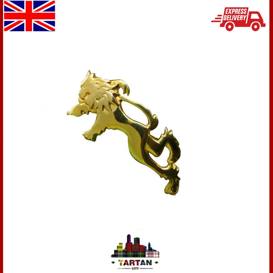 TC Highland Scottish Lion Rampant Kilt Pin Gold Plated/lion rampant kilt pin 4"