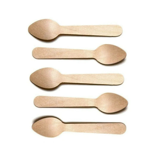 50 Wooden Tea Spoon Biodegradable Disposable ECO-Friendly Picnic Outdoor Cutlery