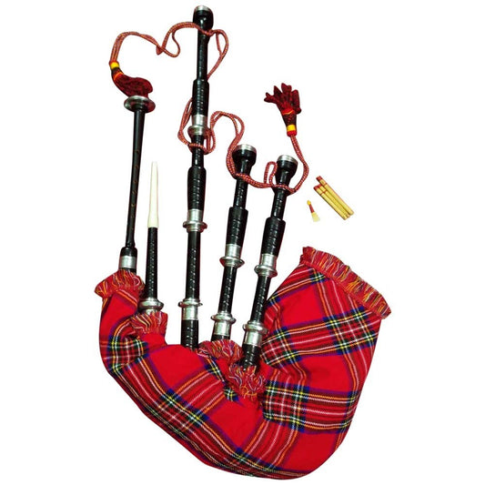 TC NEW HIGHLAND BAGPIPE ROSE WOOD BLACK COLOUR SILVER AMOUNT/BAGPIPE ROSEWOOD