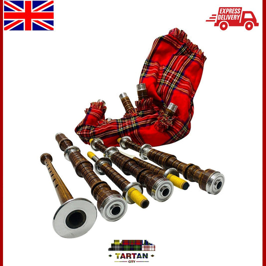 Tartancity Highland Bagpipe - Rosewood, Royal Stewart Cover + Free Bag Included