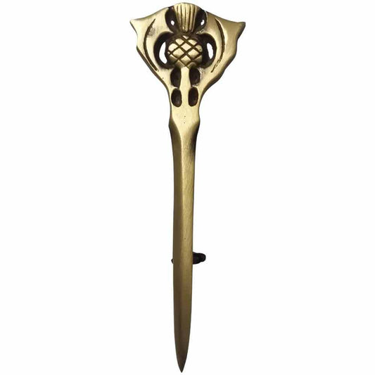 Traditional Scottish Thistle Kilt Pin - 4" Highland Brooch with Antique Finish