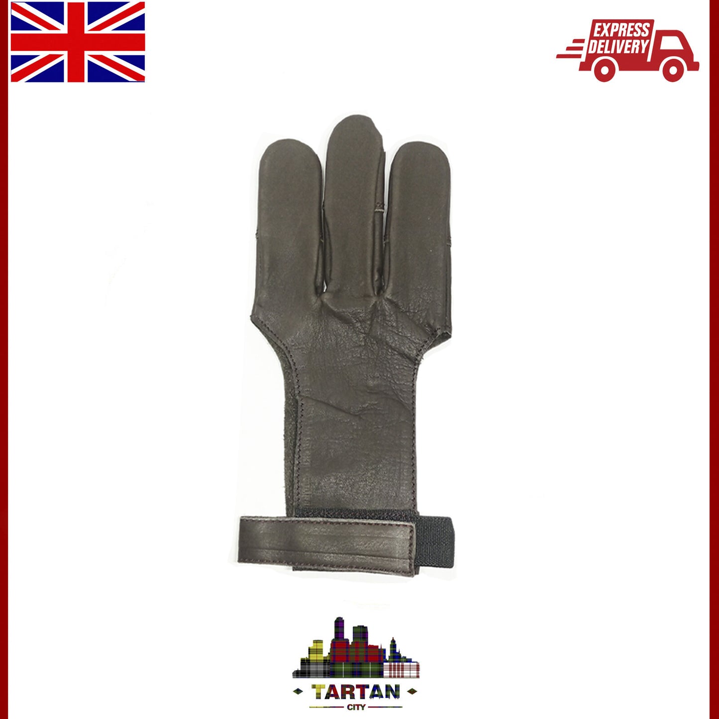 Archery Shooting Glove - Leather Hunting Gloves 3 Finger Bow Hunter gloves XS-XL
