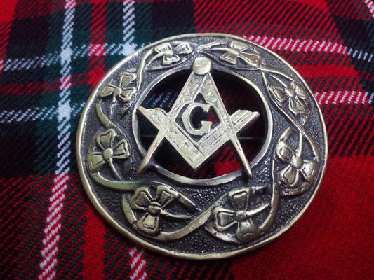 TC Men’s Kilt Fly Plaid Brooches Masonic Antique Finish/plaid brooches masonic