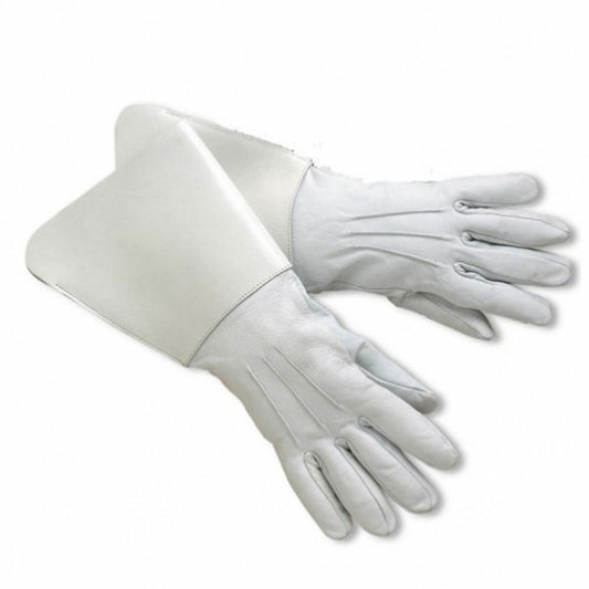 Piper Drummer Leather Gauntlets/Gloves White Soft leather Knight Templar