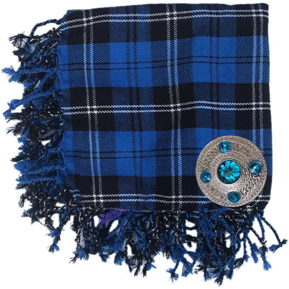 TC New Men's Kilt Fly Plaid With Stone Brooch in Different Tartans Colours