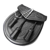 Tartancity Celtic Black Leather Kilt Sporran with Latch Pin, Belt & Chain
