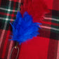 TC Feather Plume Hackle Glengarry Cap Red & Royal Blue/Balmoral plume hackle 6"