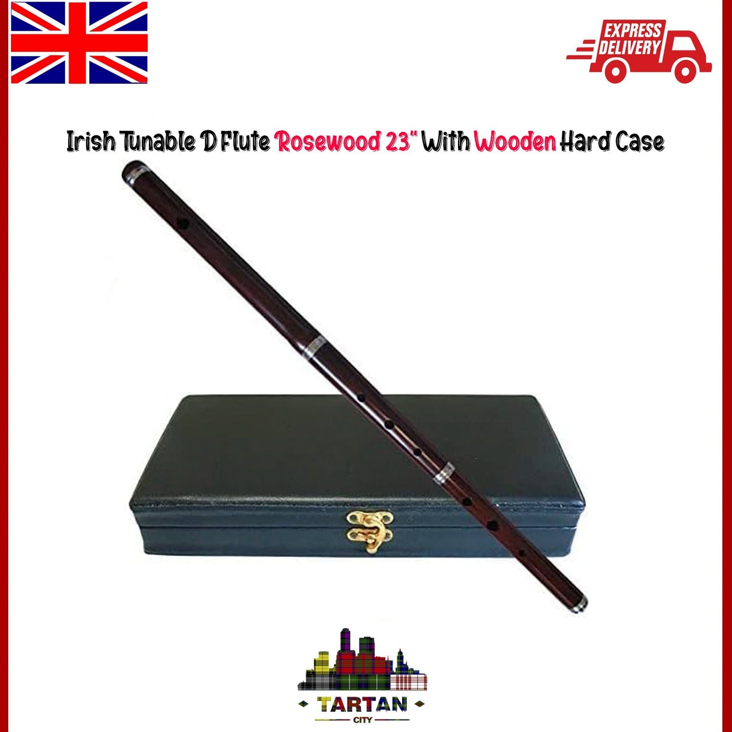 Tartancity - Tunable D Flute - 23" Length, 3-Piece Set with Hard Case