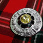 TC Celtic Fly Plaid Brooch Chrome Finish Yellow Stone 3"/Thistle Brooches Pin