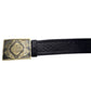 TC 100% Real Black Leather Kilt Belt Thistle Embossed Swirl Celtic Kilts Buckle