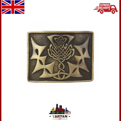 Antique Chrome & Jet Black Celtic Knot Scottish Kilt Buckle by Tartancity