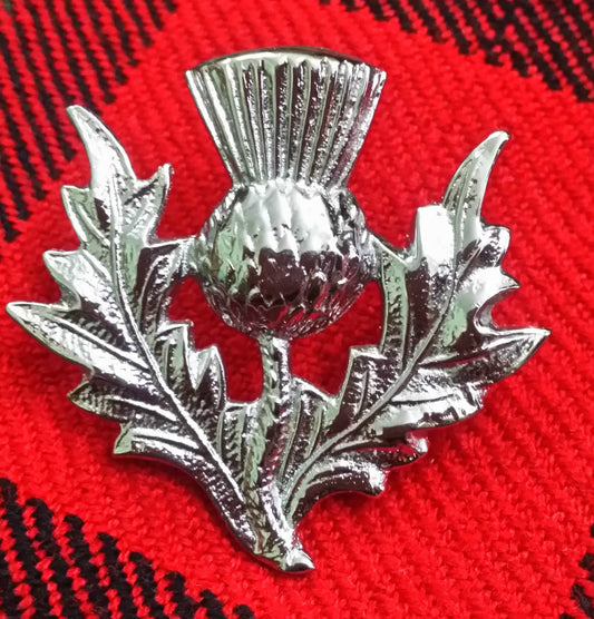 TC New Highland Thistle Cap Badge/Glengarry cap badge Pin Silver Chrome Finish