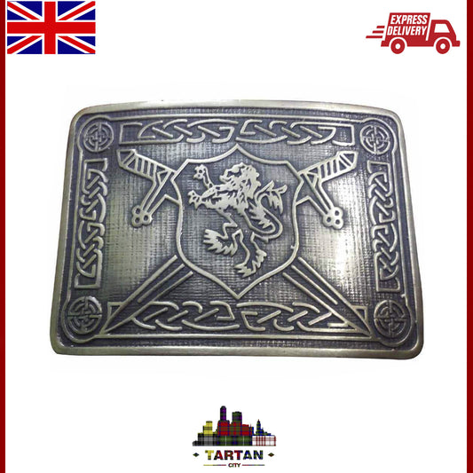 Scottish Kilt Belt Buckle Rampant Lion Antique/Chrome Finish kilt Pin & Socks TC