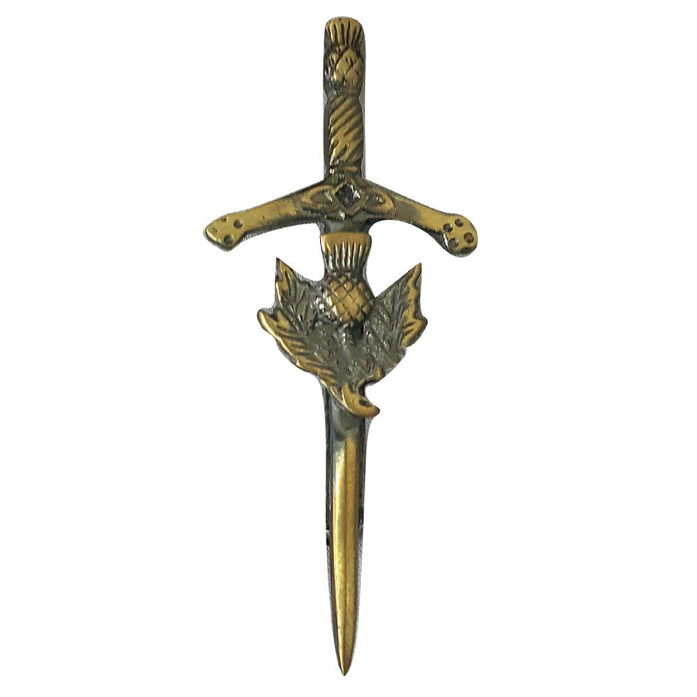 Scottish Thistle Kilt Pin Antique Finish 3.5"/Thistle Hilt Baby Pins Brooch-TC
