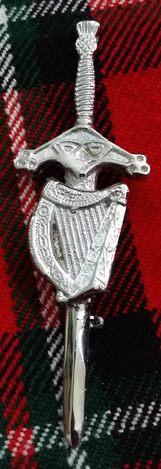 Scottish Kilt Pin Thistle Hilt Sword 4"/Highland kilt pin/Larg Safety pin Brooch