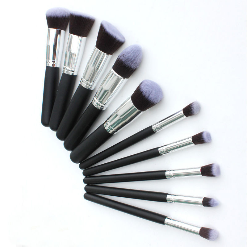10pcs Kabuki Style Professional Make up Brush Set Foundation Blusher Face Powder