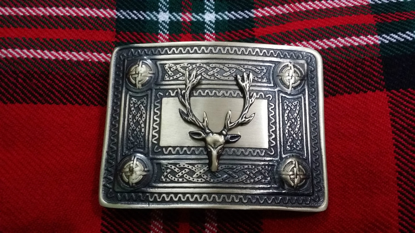 TC Men’s Celtic Kilt Belt Buckle Stag Head Antique Finish/CELTIC kilt Buckles