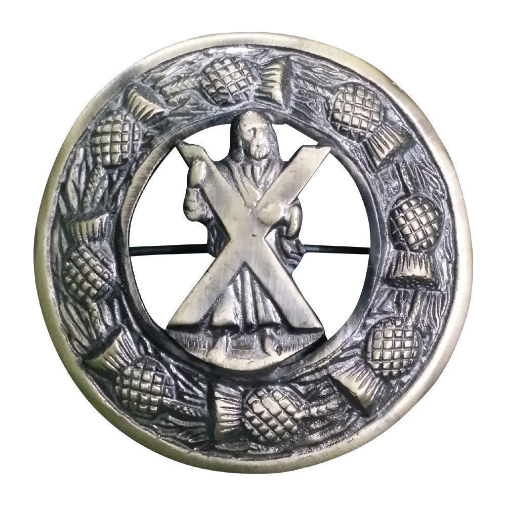 TC New Scottish Piper Fly Plaid Brooch Antique Finish 3"/Kilt Brooches