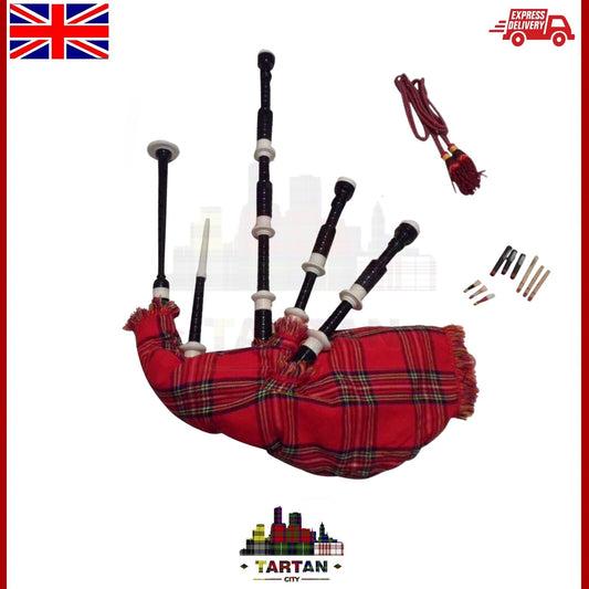 Traditional Scottish Bagpipe - Rosewood Body, Imitation Ivory & Black Design