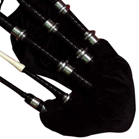 Scottish Great Highland Rose Wood Bagpipes Black Color Silver Mounts Plain/Gaita