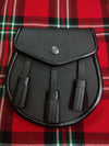 T.C Half Dress Black Leather Kilt Sporran/Plain leather half dress kilt sporran